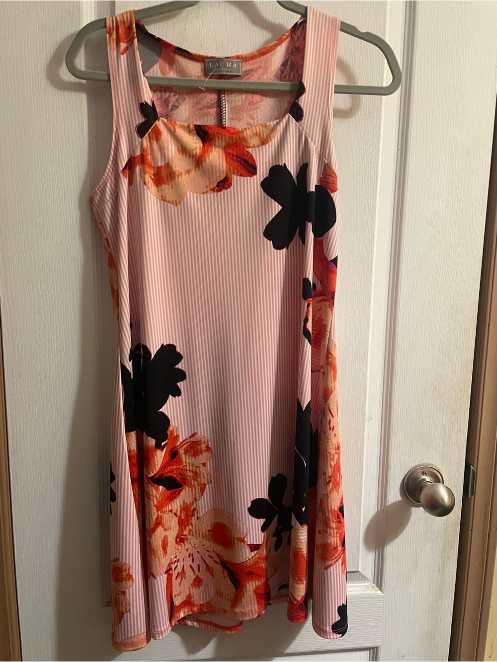 Laura Ashley Floral Midi Dress with Black & Orange Blooms